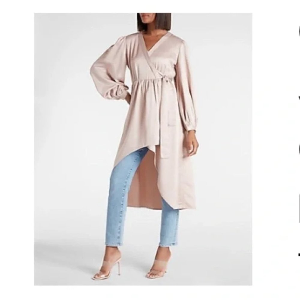 NWT Express Small/Med BLUSHING MAUVE Satin Cover Up Dress